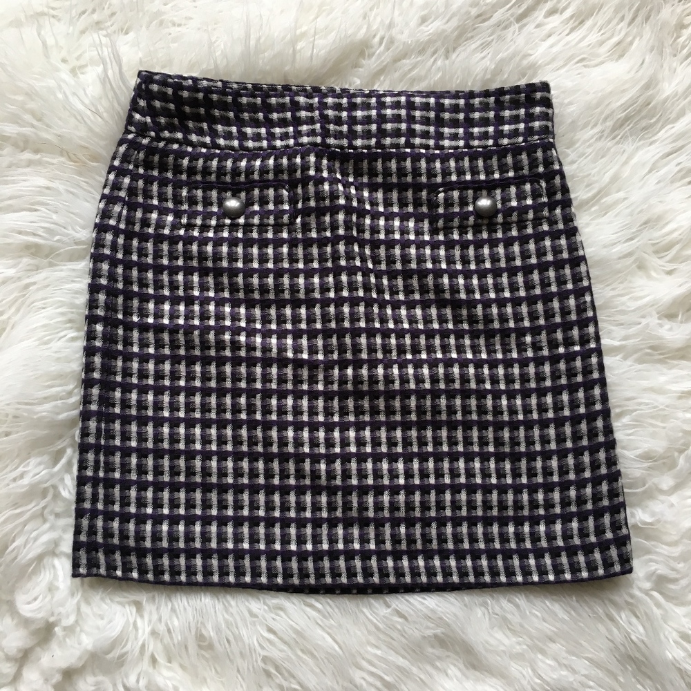 Ann Taylor LOFT Plaid Boucle Shift Skirt